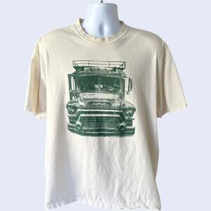 Oneita Vintage 90s Verde Valley School Sedona Arizona Bus T-Shirt White Green